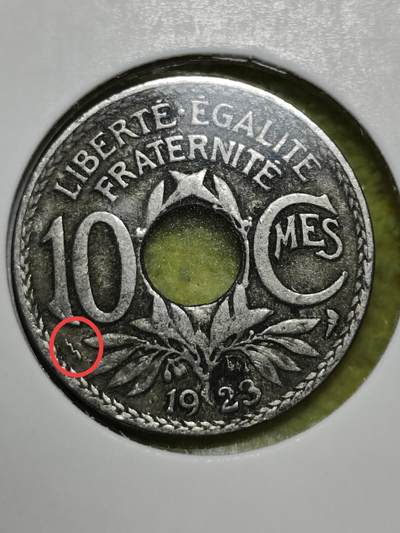 2025年第二十九场(总第五十五场）外国好品散币(免佣金) - 少见版本法国🇫🇷1923年10分(tb版法国普瓦西厂制造只生产3年，独有雷电标记，细节见红圈处)