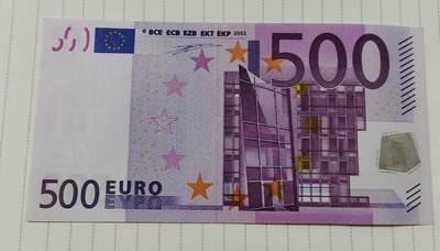 超越收藏第12场 2002年德国500欧元一签裸票UNC 号码无3457靓号