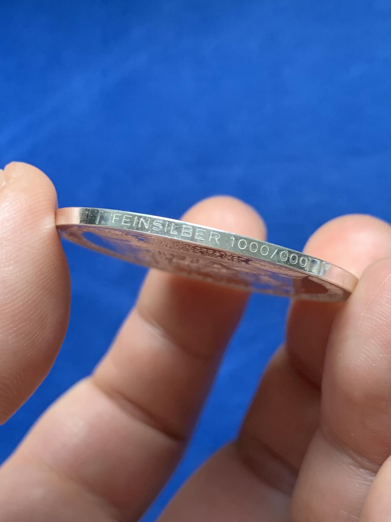 《竞宝斋》第374场 周日，周一，周二 3场连拍 （全场包邮） 德意志联邦共和国1377-1977乌尔默明斯特600周年纪念银章 镜面感 24.9克 40.3mm 纯银