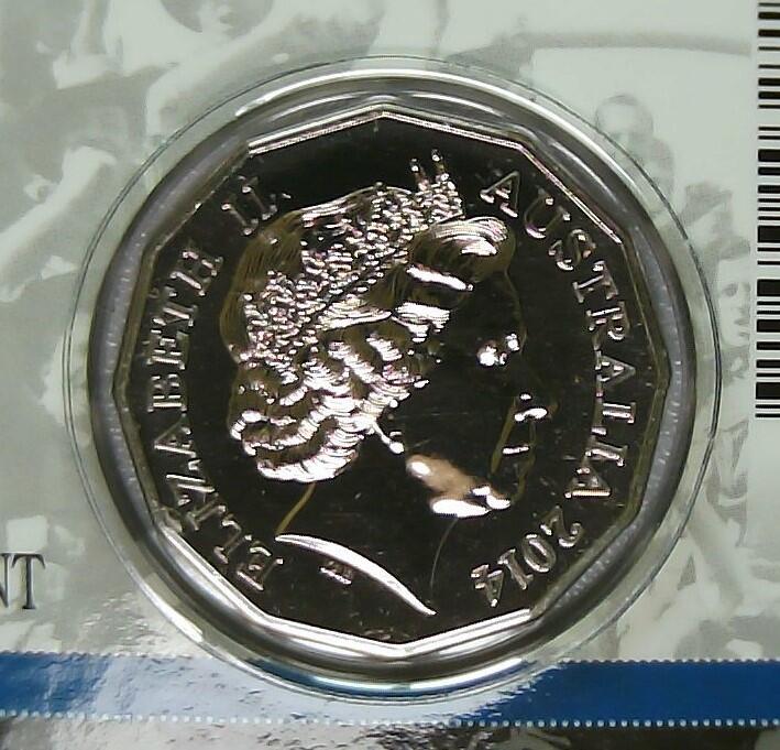 JoDe826 收藏第02次拍卖，英联邦地区硬币纸币  澳大利亚 年份 2014, 50 Cents, 全新的 纪念钞 硬币 带卡 