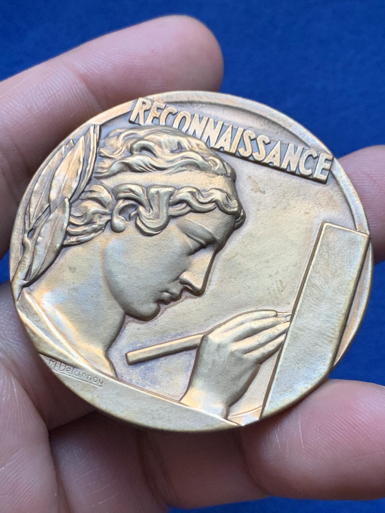 《竞宝斋》第374场 周日，周一，周二 3场连拍 （全场包邮） 法国装饰艺术运动时期铜章 50MM 53.6克