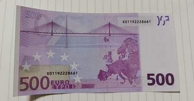 超越收藏第12场 2002年德国500欧元一签裸票UNC 号码无3457靓号