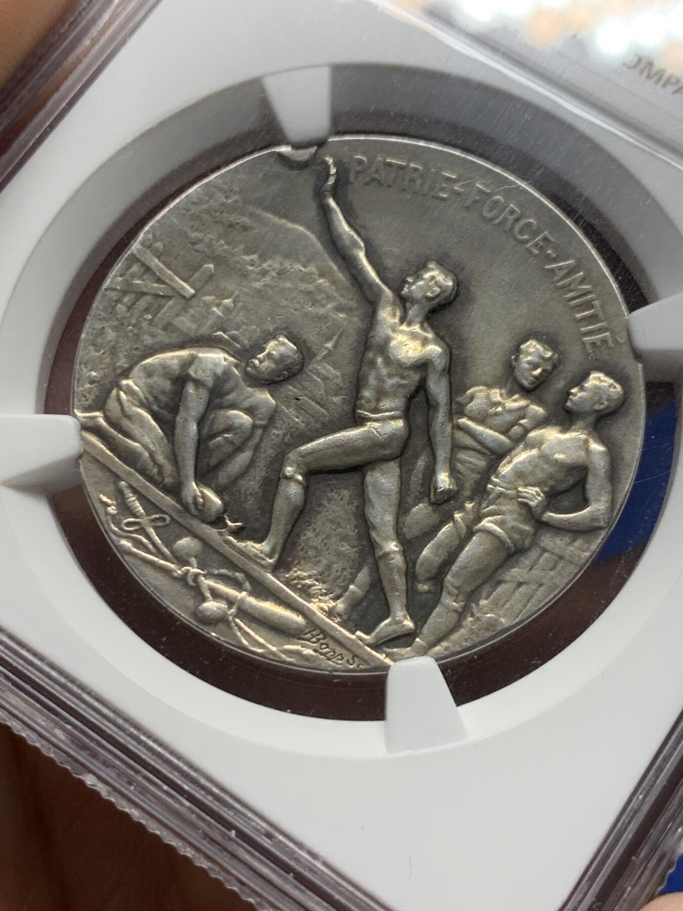 《竞宝斋》第374场 周日，周一，周二 3场连拍 （全场包邮） NGC MS62 瑞士1900-DATED联邦体育节银章