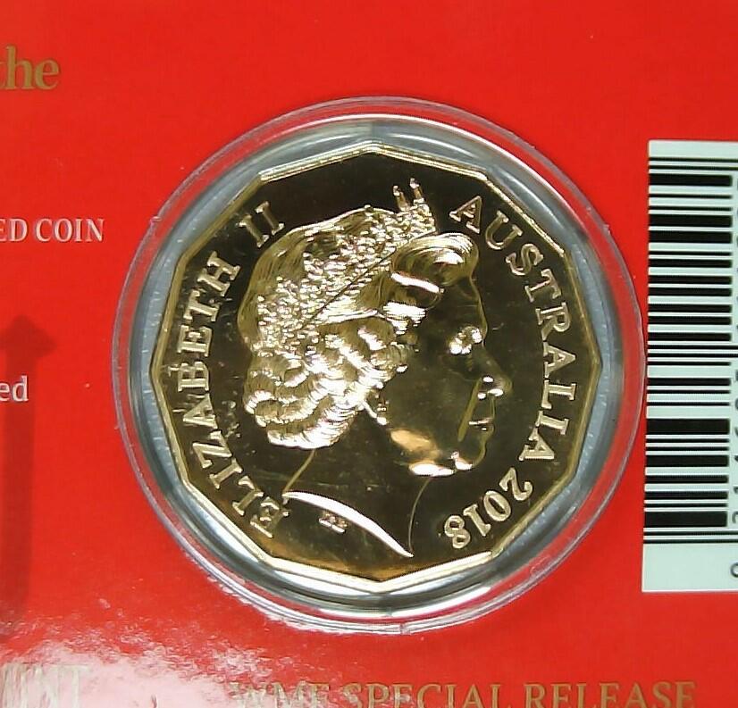 JoDe826 收藏第02次拍卖，英联邦地区硬币纸币 澳大利亚 年份 2018, 50 Cents, 全新的 纪念钞 硬币 带卡  