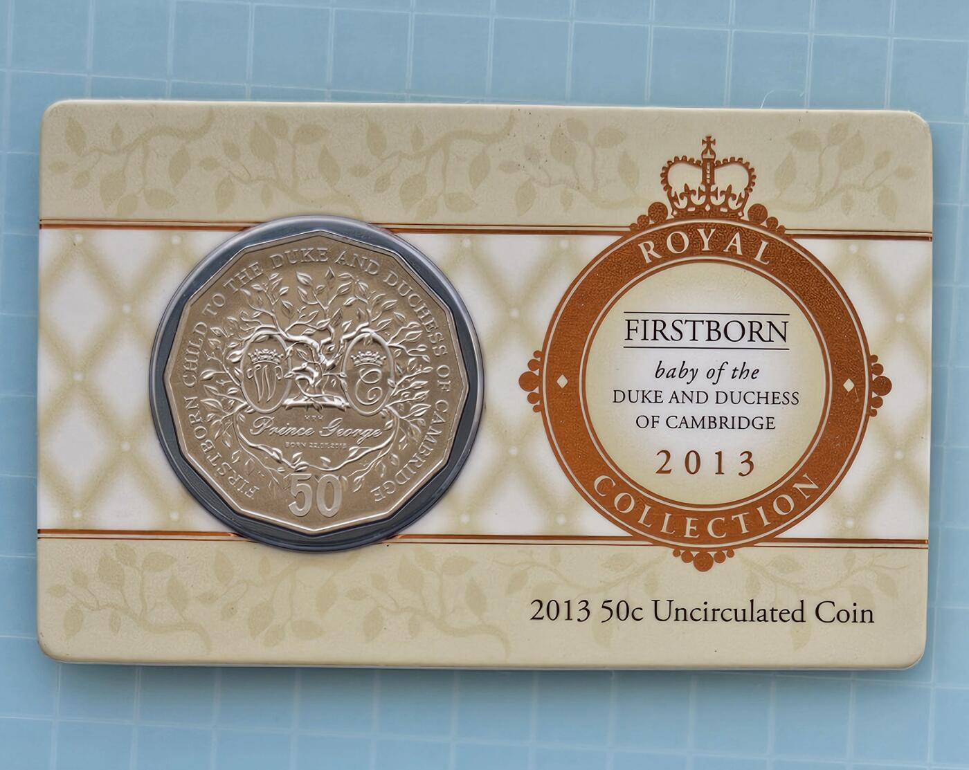 JoDe826 收藏第02次拍卖，英联邦地区硬币纸币  澳大利亚 年份 2013, 50 Cents, 全新的 纪念钞 硬币 带卡 