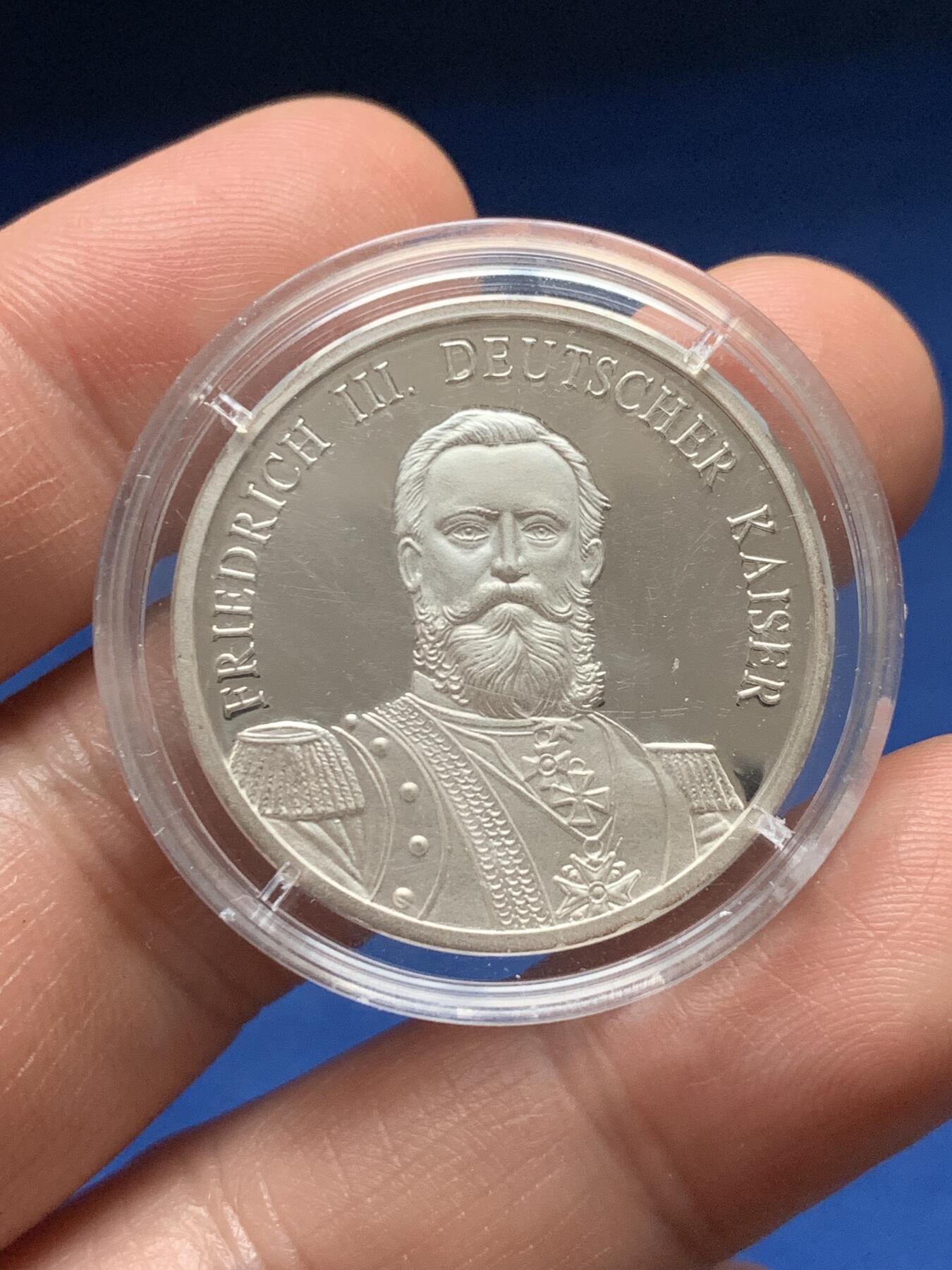 《竞宝斋》第374场 周日，周一，周二 3场连拍 （全场包邮） 德意志帝国腓特烈三世纪念银章 999银 8.63克 30mm