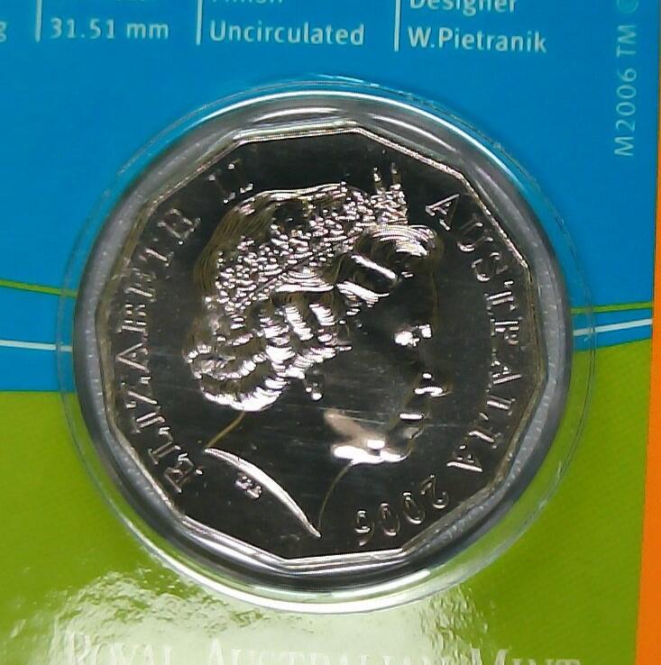 JoDe826 收藏第02次拍卖，英联邦地区硬币纸币  澳大利亚 年份 2006, 50 Cents, 全新的 纪念钞 硬币 带卡 