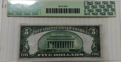 超越收藏第12场 1934年美国5美元蓝色库印 PCGS65PPQ