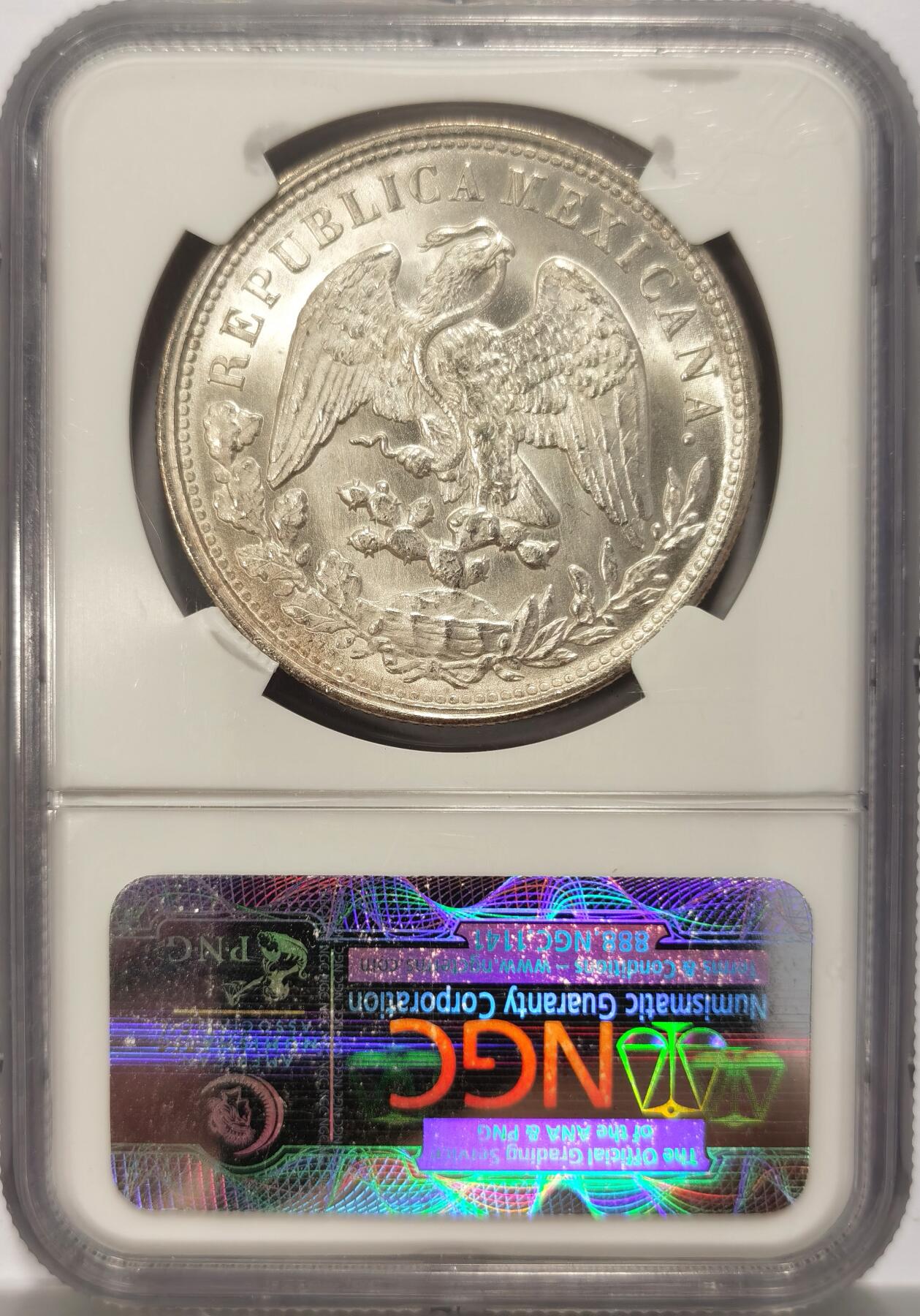 博洋堂“春风得意”四月精品专场暨第120期（全场包邮） NGC MS64 1898年MO AM版墨西哥直边鹰洋1比索 后铸版