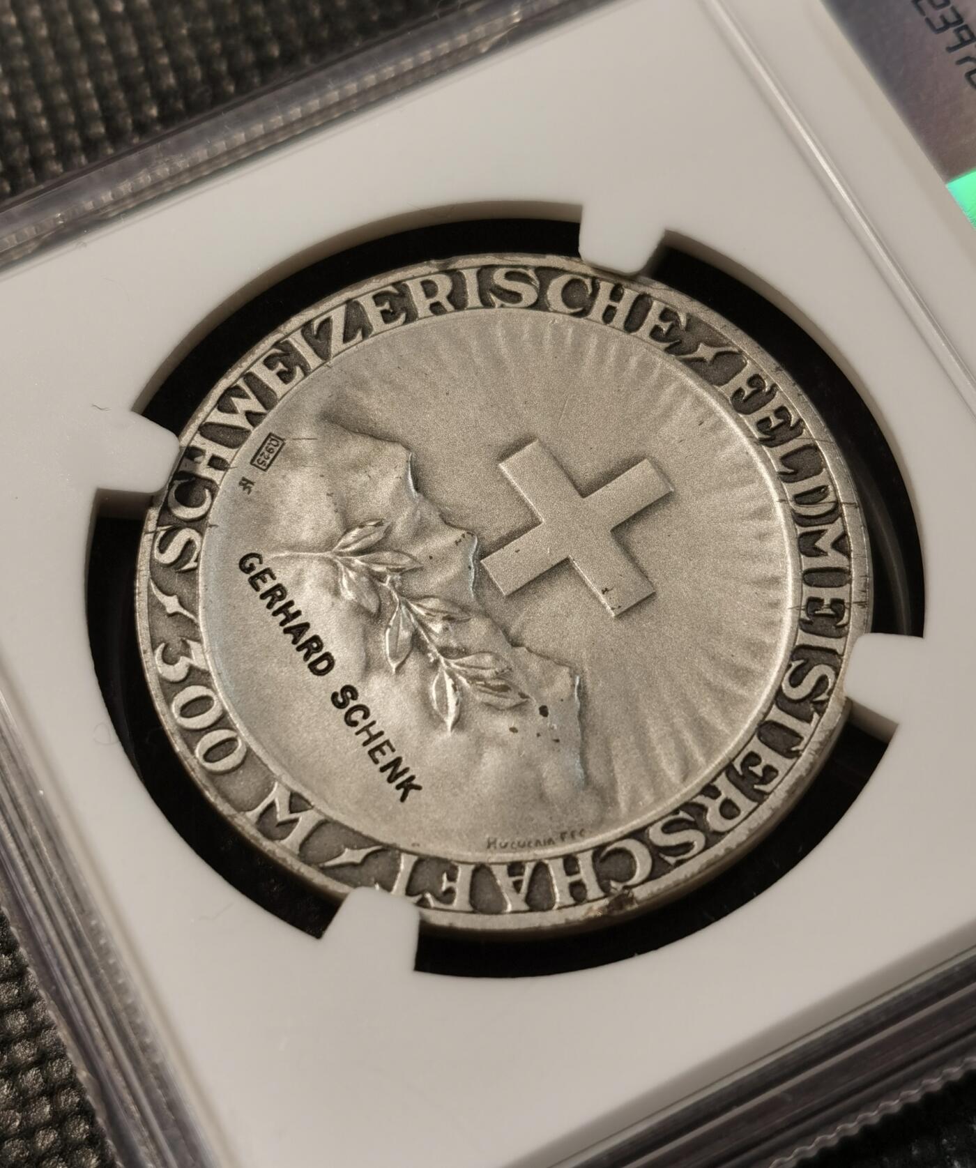  甄臻铺-世界币章拍卖（第14期）送拍享返佣金等优惠多多 NGC-MS64 瑞士R-1973a射击节300M大银章，35毫米