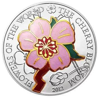 【币将精彩】世界钱币拍卖拍卖（2026-5-6） 库克2012年樱花彩色珐琅彩镶嵌银币 925银25克，发行2500枚，带证书。