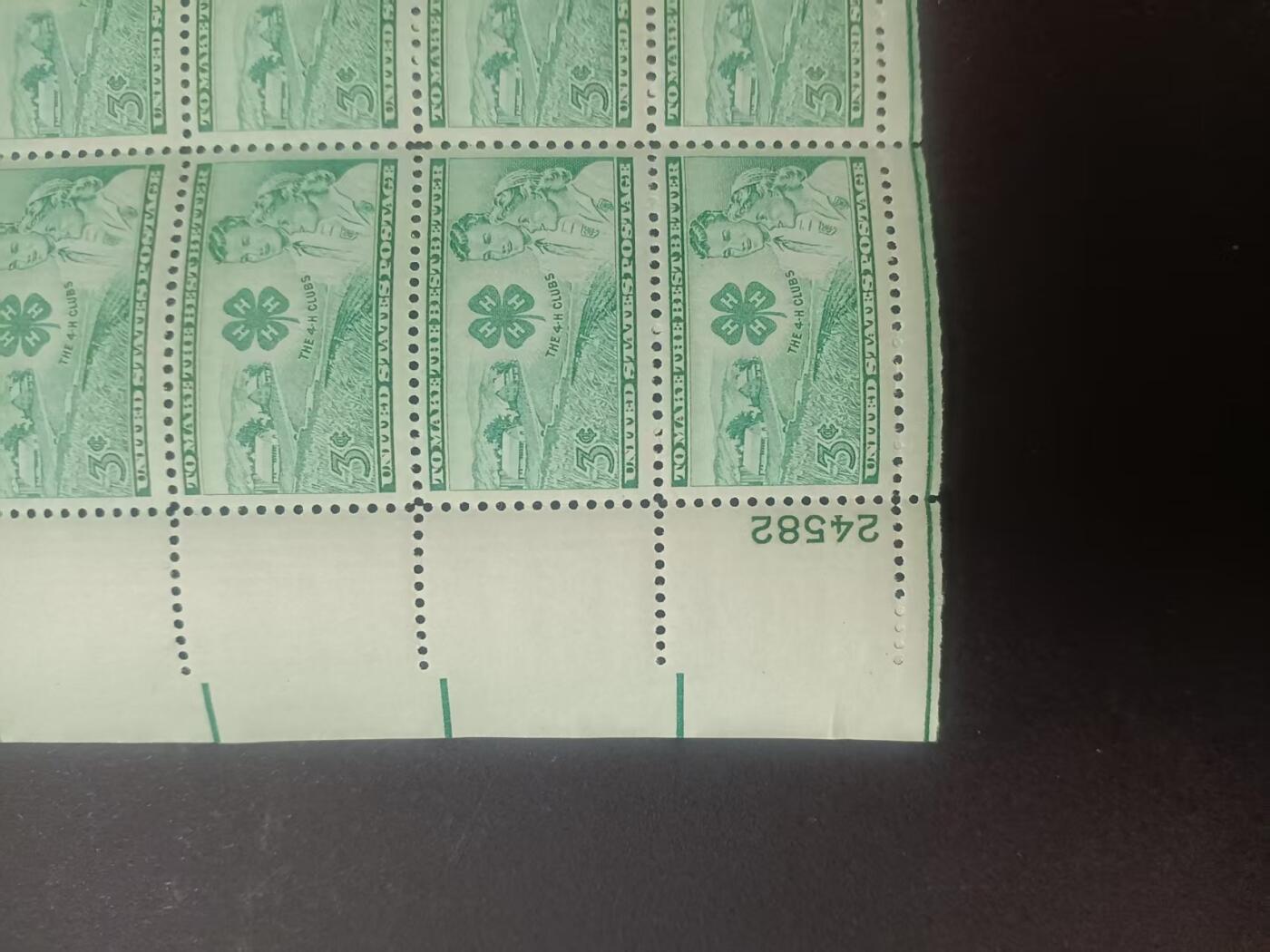 大版票 —— 美国大版票，1952.1.15，4-H俱乐部运动，单枚成套  （店内编号219）