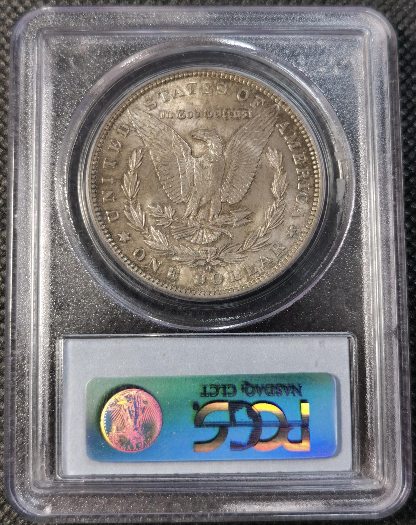  甄臻铺-世界币章拍卖（第14期）送拍享返佣金等优惠多多 NGC-MS64 美国1884年摩根银币O版，原汁原味五彩老包浆，打制精美，状态一流，P盒老白盒严评