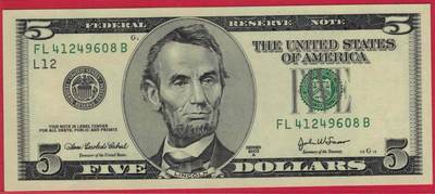 美国2003年5元 FL-B冠 序列A 尾8 实物图 UNC - 美国2003年5元 FL-B冠 序列A 尾8 实物图 UNC