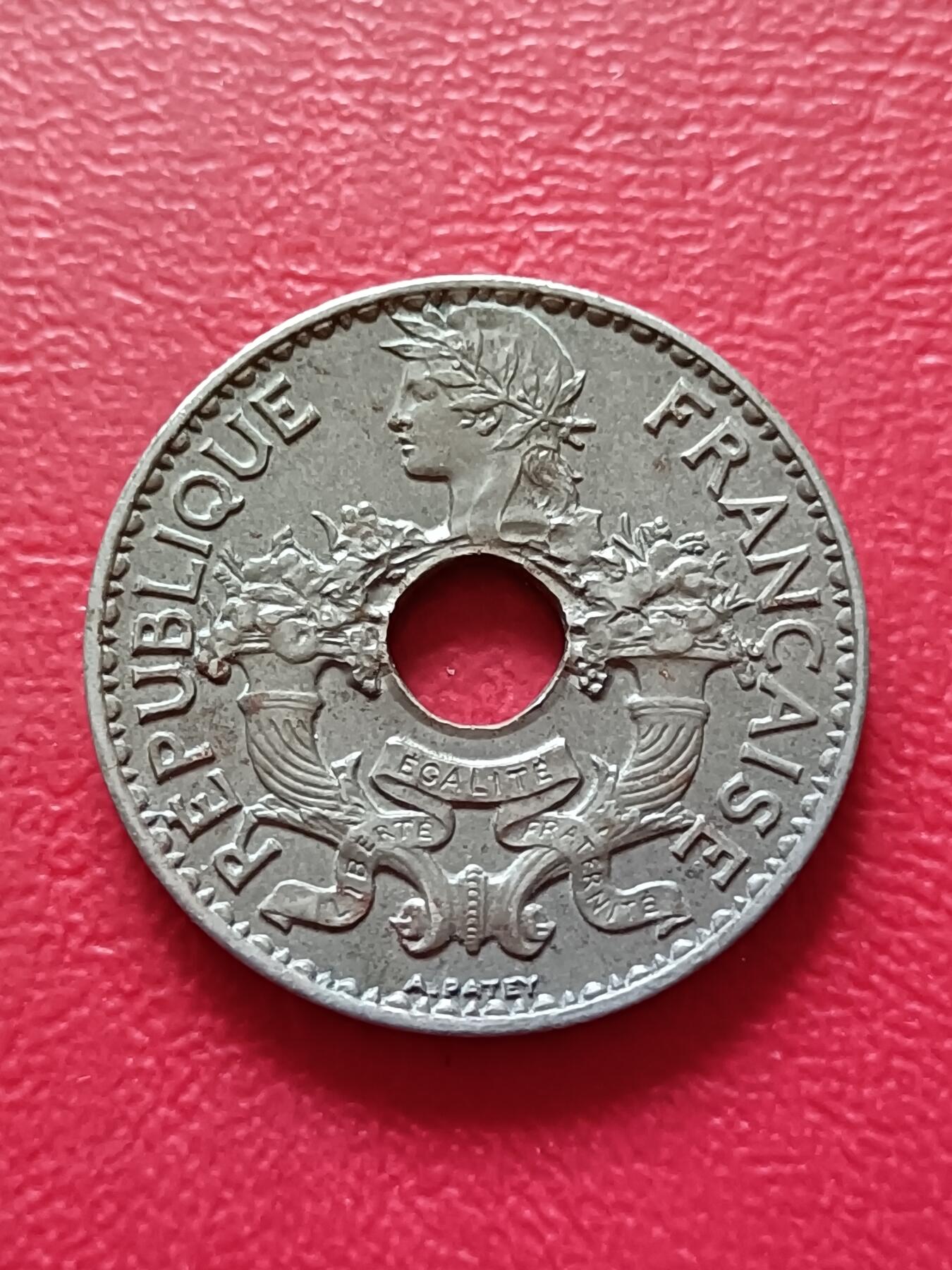 【云涧收藏】第二十一场 法属印支1924年5分厚版，包浆好，厚版好品少见