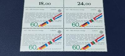 德国邮票专场，都是四方联 - 德国邮票四方联一张，1982年发行，欧罗巴汉堡历史事件。品相如图