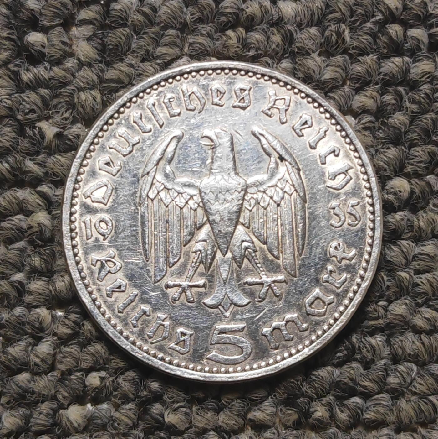 1935年德国兴登堡5马克银币