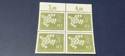 德国邮票专场，都是四方联 - 德国邮票四方联一张，1961年发行，欧罗巴  和平鸽。品相如图