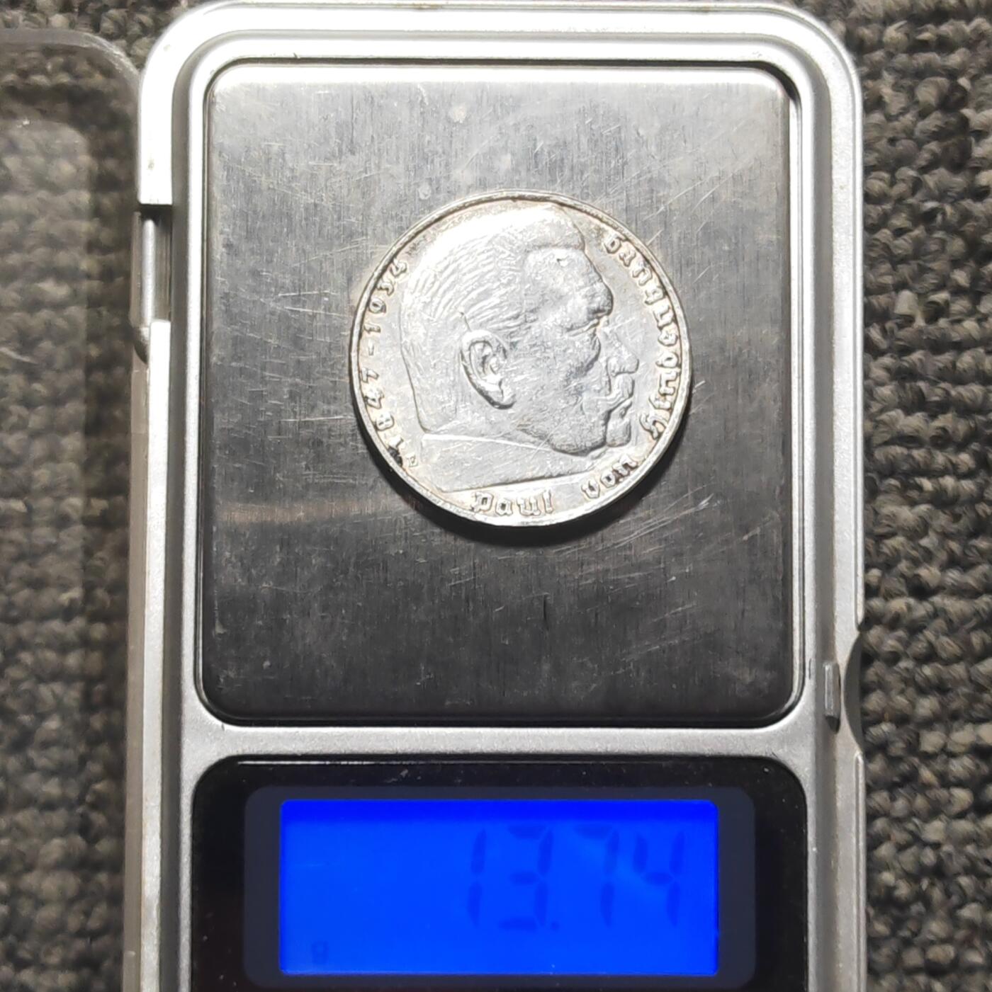 1935年德国兴登堡5马克银币