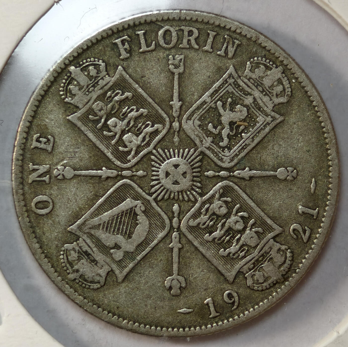 紫瑗钱币——第537期 1921 年英国乔治五世 1弗罗林 0.5银 11.31克