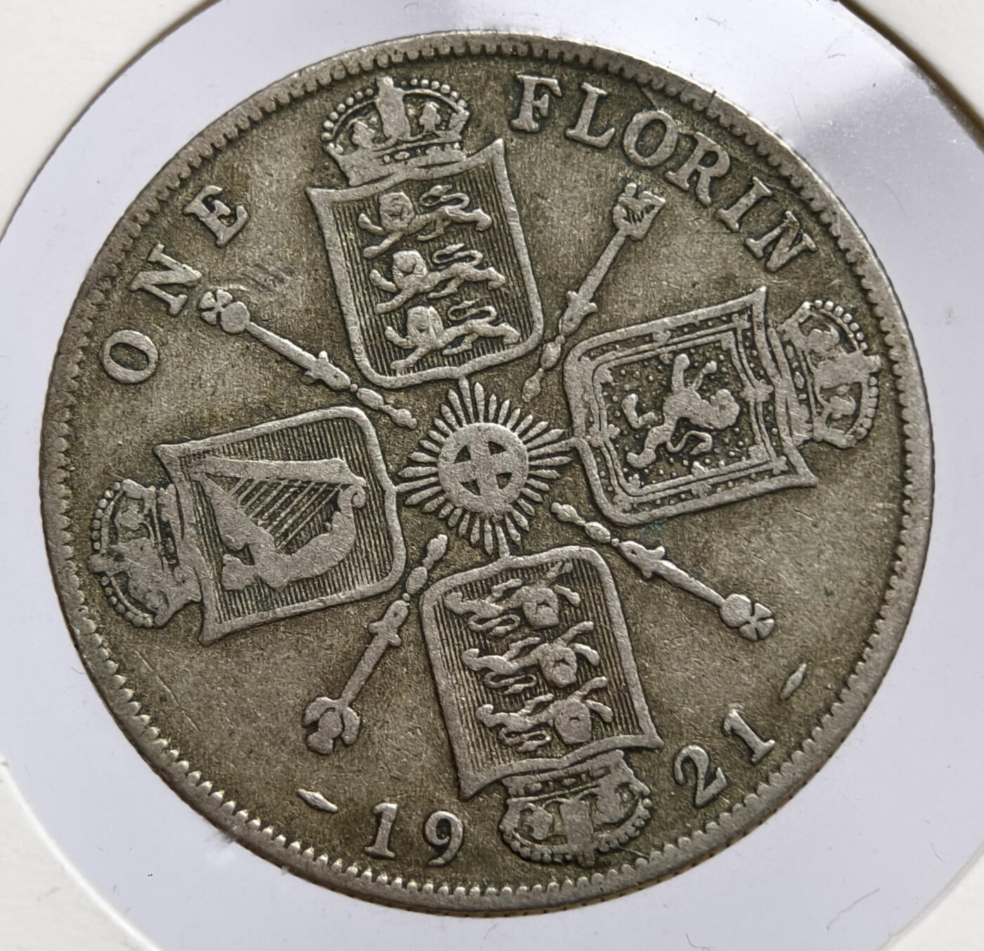 紫瑗钱币——第537期 1921 年英国乔治五世 1弗罗林 0.5银 11.31克