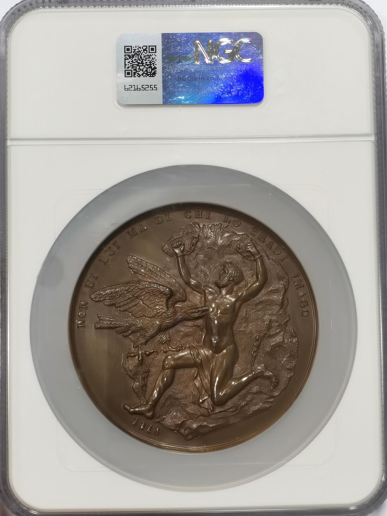 博洋堂“春风得意”四月精品专场暨第120期（全场包邮） NGC MS63 拿破仑1816年超巨大铜章70mm，唯一冠军！背面法兰西之鹰攻击海力克斯，意欲拿破仑遭到放逐。构图精美，体态巨大震撼！
