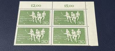 德国邮票专场，都是四方联 - 德国邮票四方联一张，1976年发行，世界女子曲棍球锦标赛。品相如图