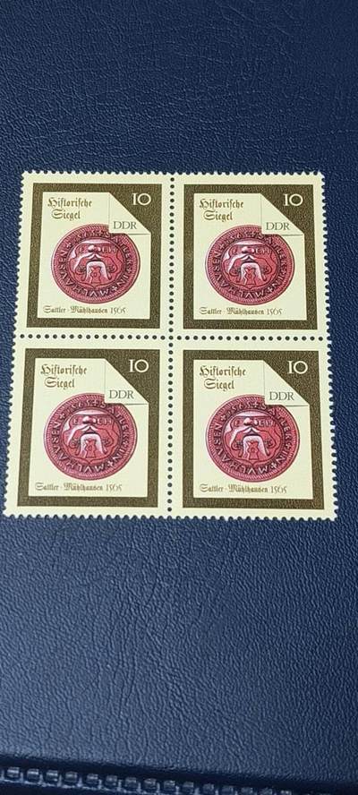 德国邮票专场，都是四方联 - 德国邮票四方联一张，1988年发行，文物  历史印章。品相如图