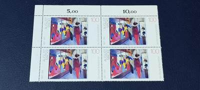 德国邮票专场     都是四方联 - 德国邮票四方联一张，1992年发行，20世纪德国现代绘画。品相如图
