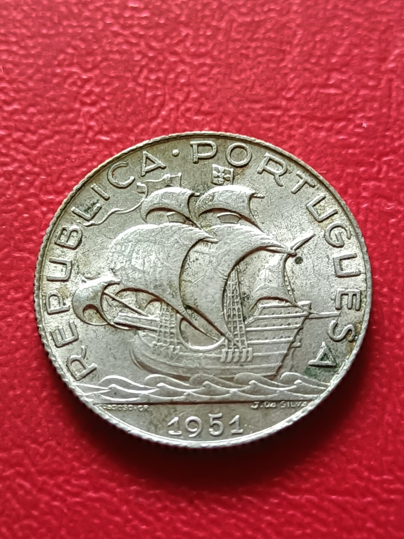 【云涧收藏】第二十一场 葡萄牙1951年2.5埃斯库多银币，带光美品