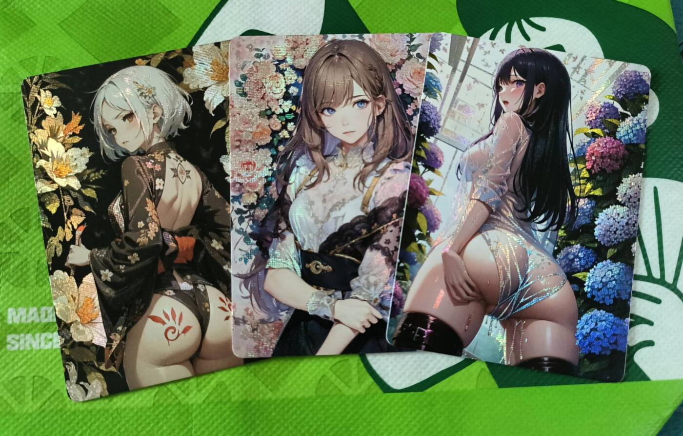 龙虎卡牌第三十四场 （无佣金，满120包邮，欢迎送拍） 纱布闪3张 花丛少女小套