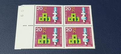 德国邮票专场，都是四方联 - 德国邮票四方联一张，1965年发行，慕尼黑国际交通展。品相如图