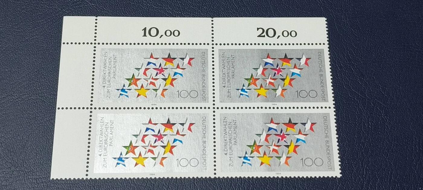 德国邮票拍场，都是四方联，清仓大甩卖 德国邮票四方联一张，1994年发行，欧洲议会选举。品相如图