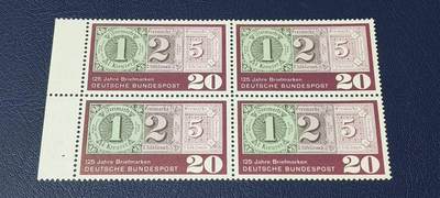 德国邮票专场，都是四方联 - 德国邮票四方联一张，1965年发行，邮票发行125周年。品相如图