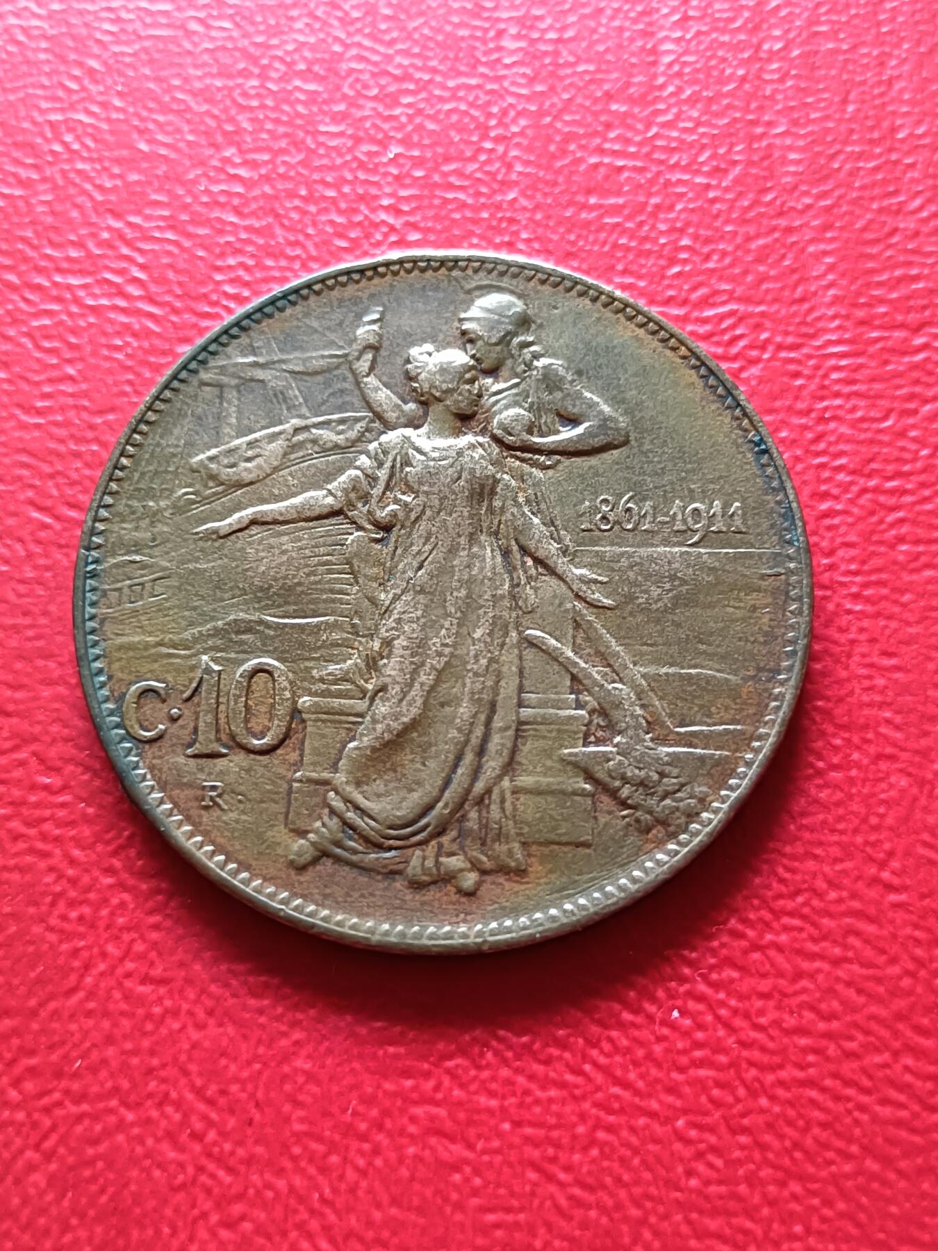 【云涧收藏】第二十一场 意大利1911年10分纪念币，带微光好品
