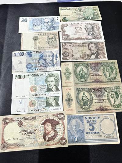 《外钞收藏家》第五百一十七期（五一假期畅拍场）（本平台长期征集拍品、欢迎联系） - 捷克、葡萄牙、西班牙、意大利、挪威、匈牙利 12张一起 非全新 品相如图