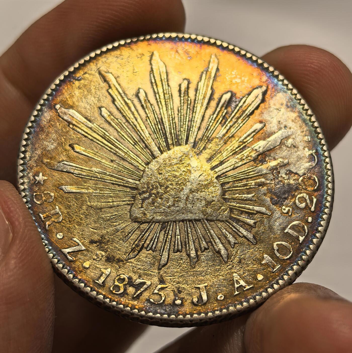 博洋堂“春风得意”四月精品专场暨第120期（全场包邮） 墨西哥花边鹰洋1875ZS JA 五彩