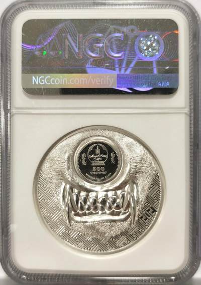 博洋堂世界钱币拍卖第129期（全场包邮） NGC PF69 ULTRA CAMEO 蒙古2021年500图格里克 发行量2500枚稀有 野生动物苍狼加厚双面超高浮雕1盎司精制银币 HIGH RELIEF标签 无任何氧化痕迹保存完美个人原盒送评 怀疑运气因素没给到70 稀缺品种