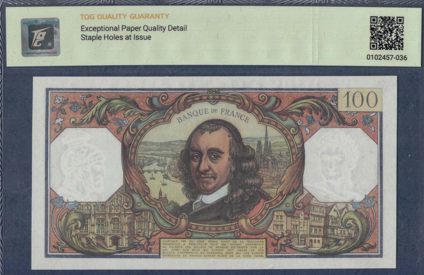 法国1973年100法郎 P-149d 实物图 UNC