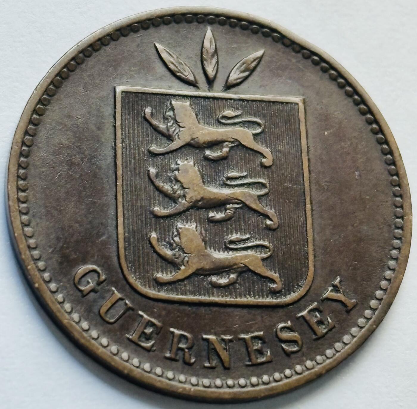 文馨钱币收藏第 240 场，各国老铜币，欢迎关注 少见极美品 1910 年英属根西爱德华七世 4 道布大铜币 H 版