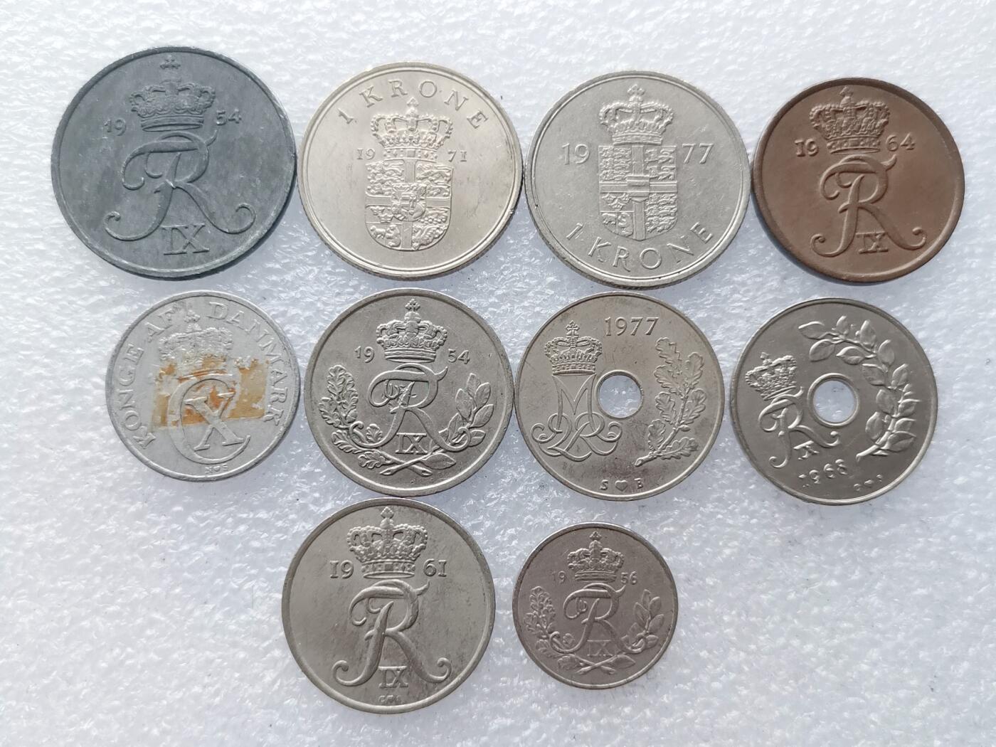 第一海外回流一元起拍收藏 散集专场. 第198期 丹麦硬币 10枚
