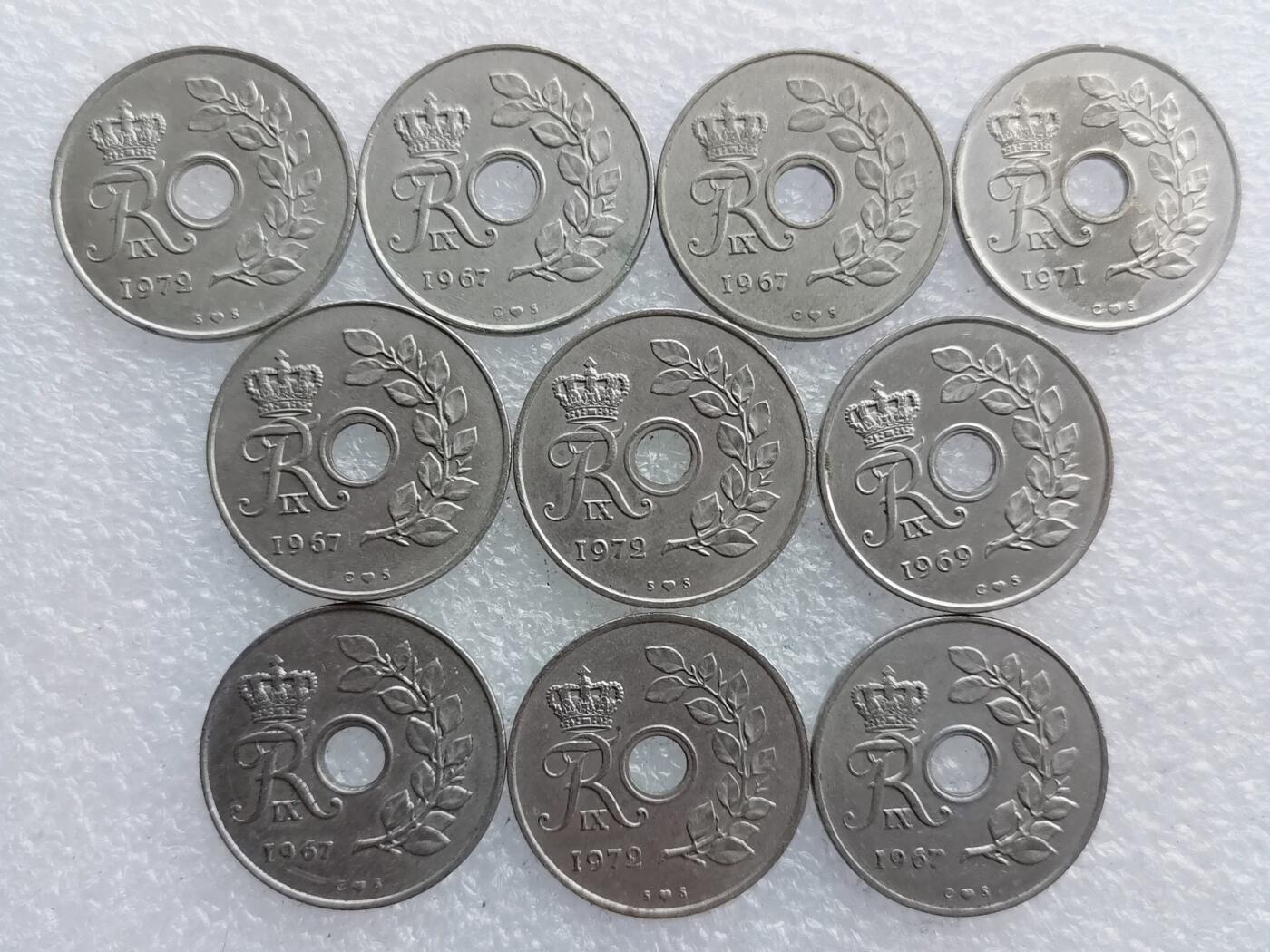 第一海外回流一元起拍收藏 散集专场. 第198期 丹麦25欧尔硬币 10枚