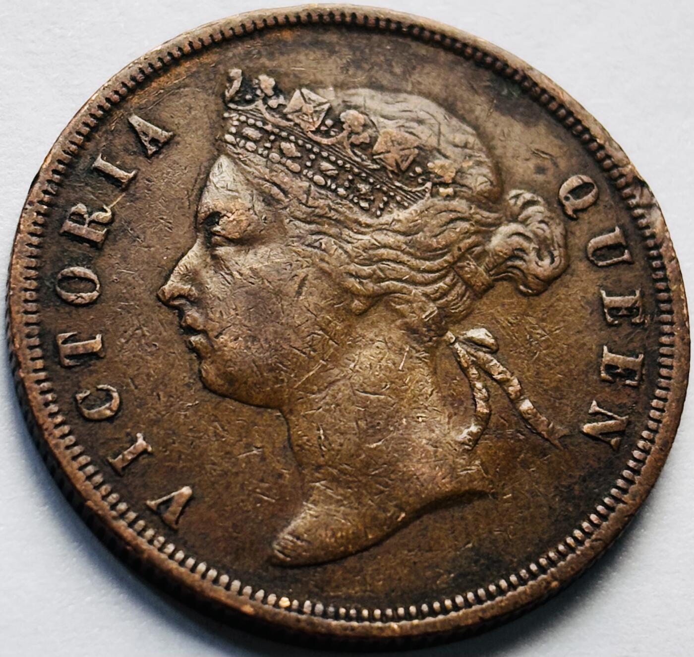文馨钱币收藏第 240 场，各国老铜币，欢迎关注 稀少极美品 1891 年英属海峡维多利亚 1 分大铜币