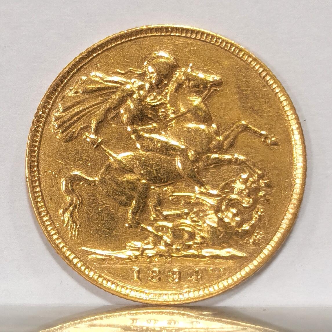 博洋堂“春风得意”四月精品专场暨第120期（全场包邮） 英国1894年维多利亚披纱马剑1镑金币