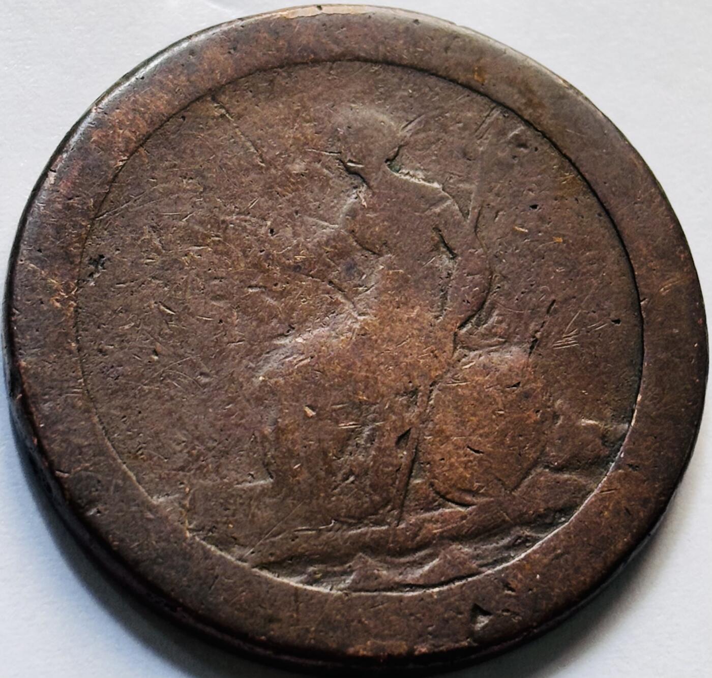文馨钱币收藏第 240 场，各国老铜币，欢迎关注 1797 年英国乔治三世车轮 1 便士古铜币