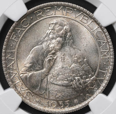 修遠堂世界钱币第六十七期 - NGC MS65 1935年圣马力诺20里拉银币 高分收藏级