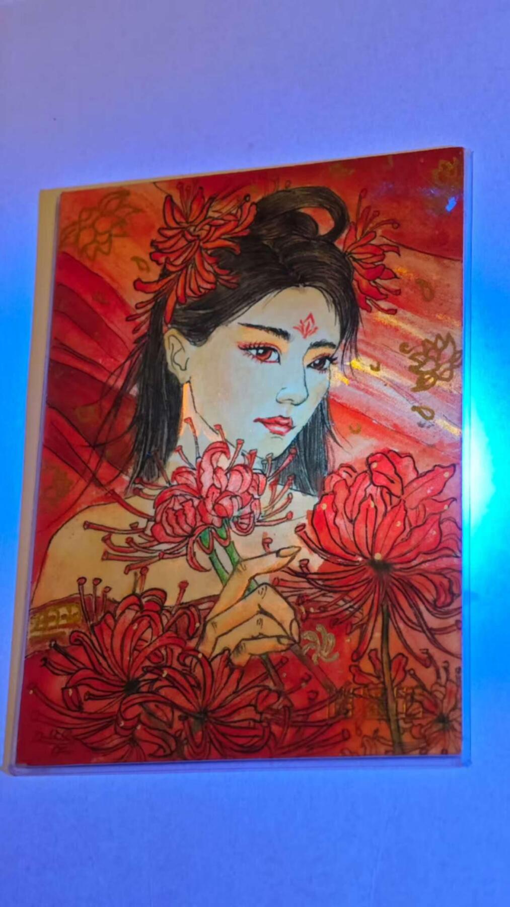 龙虎卡牌第三十四场 （无佣金，满120包邮，欢迎送拍） 【手绘带特效】如花似玉-画师；温眸 1/1