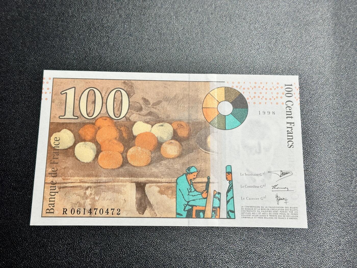 《外钞收藏家》第五百一十七期（五一假期畅拍场）（本平台长期征集拍品、欢迎联系） 1998年法国末版100法郎 全新UNC