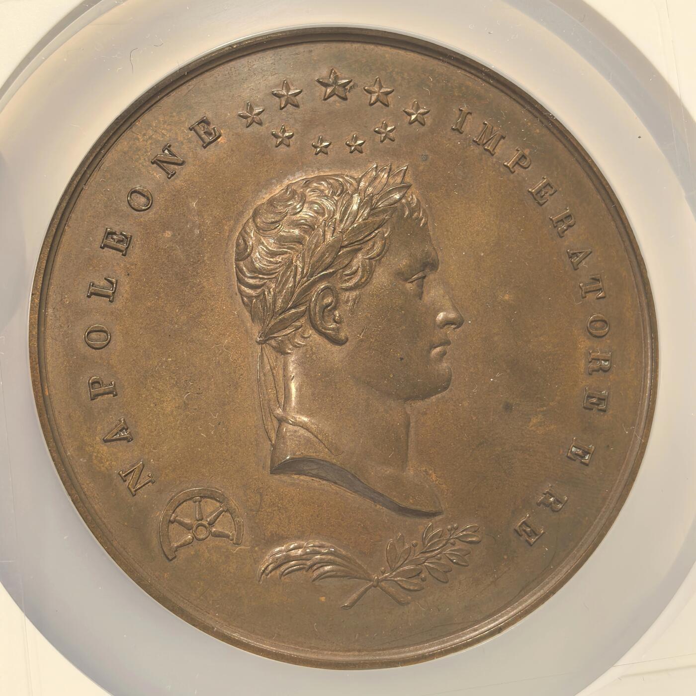 博洋堂“春风得意”四月精品专场暨第120期（全场包邮） NGC MS63 拿破仑1816年超巨大铜章70mm，唯一冠军！背面法兰西之鹰攻击海力克斯，意欲拿破仑遭到放逐。构图精美，体态巨大震撼！