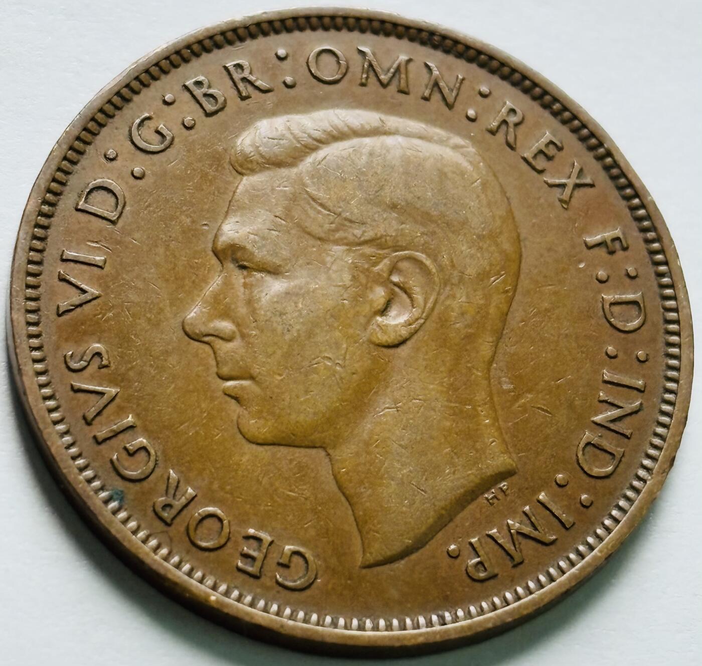 文馨钱币收藏第 240 场，各国老铜币，欢迎关注 极美品 1940 年英国乔治六世 1 便士大铜币